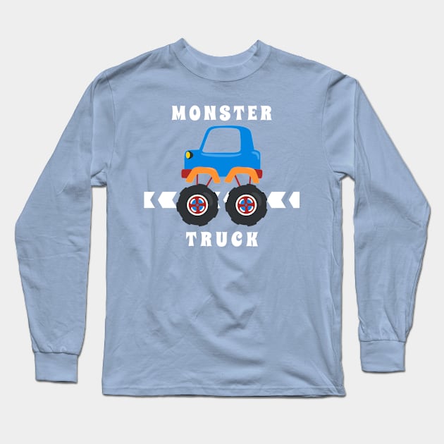 Vector illustration of monster truck with cartoon style. Long Sleeve T-Shirt by KIDS APPAREL